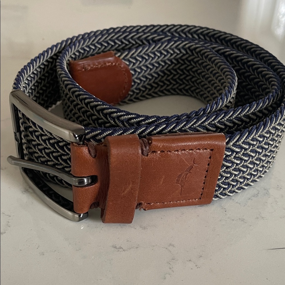 Tommy Bahama Tan and Blue Braided Belt